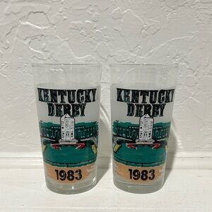 Vintage 1983 Kentucky Derby Churchill Downs Frosted Souvenir Tumbler Glass
